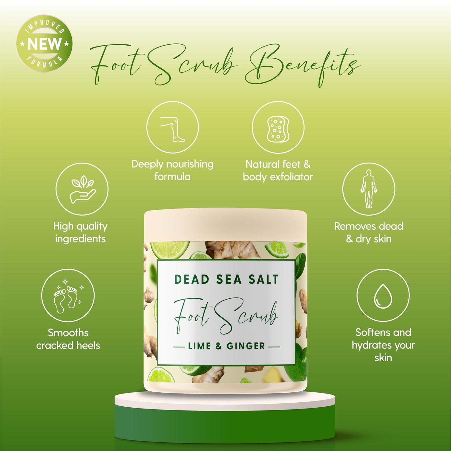 CalmGenix Lime & Ginger Dead Sea Salt Exfoliating Foot Scrub