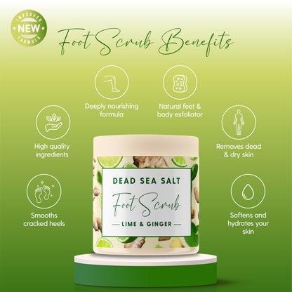 CalmGenix Lime & Ginger Dead Sea Salt Exfoliating Foot Scrub