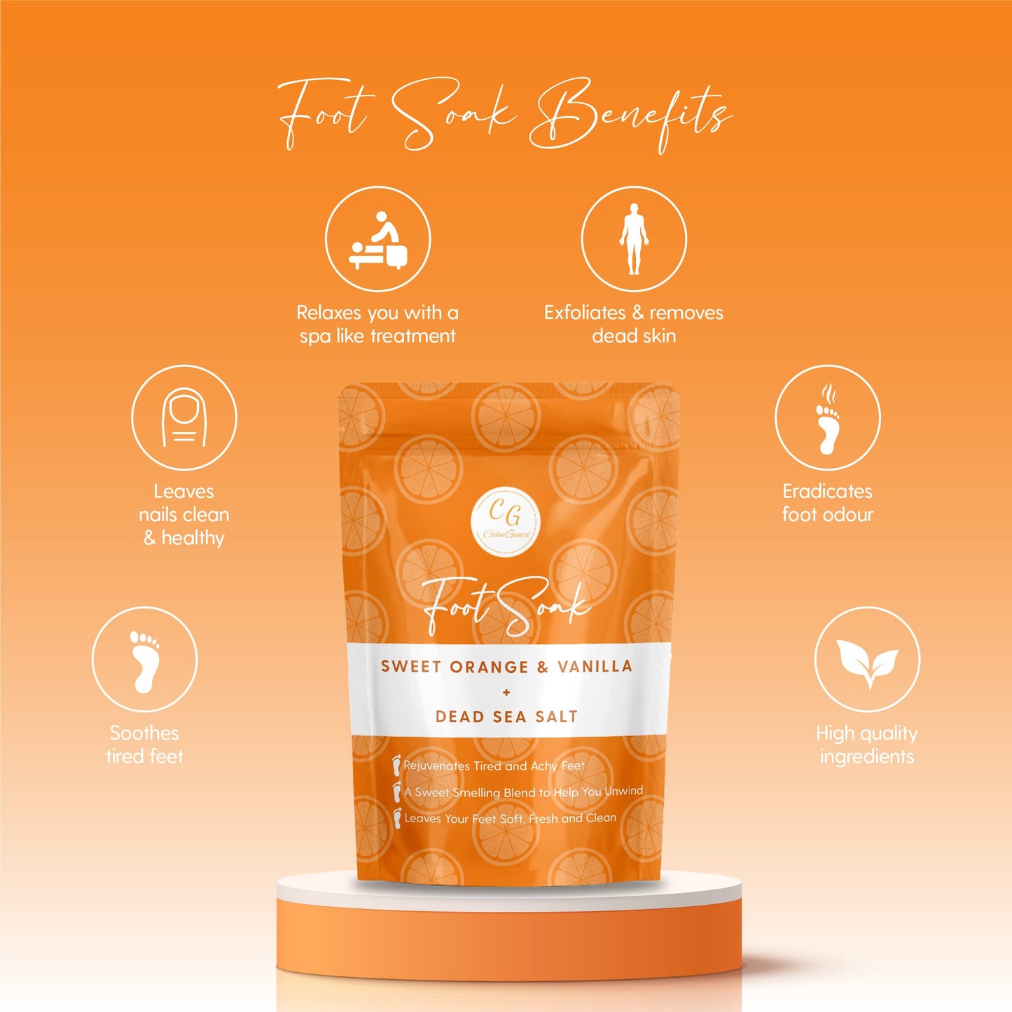 CalmGenix Foot Soak with Sweet Orange & Vanilla + Dead Sea Salt