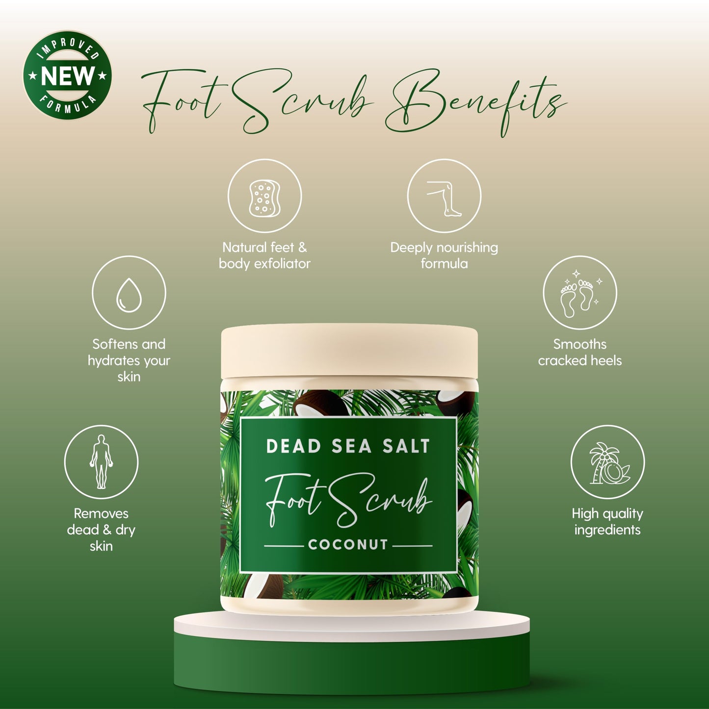 CalmGenix Coconut Dead Sea Salt Exfoliating Foot Scrub