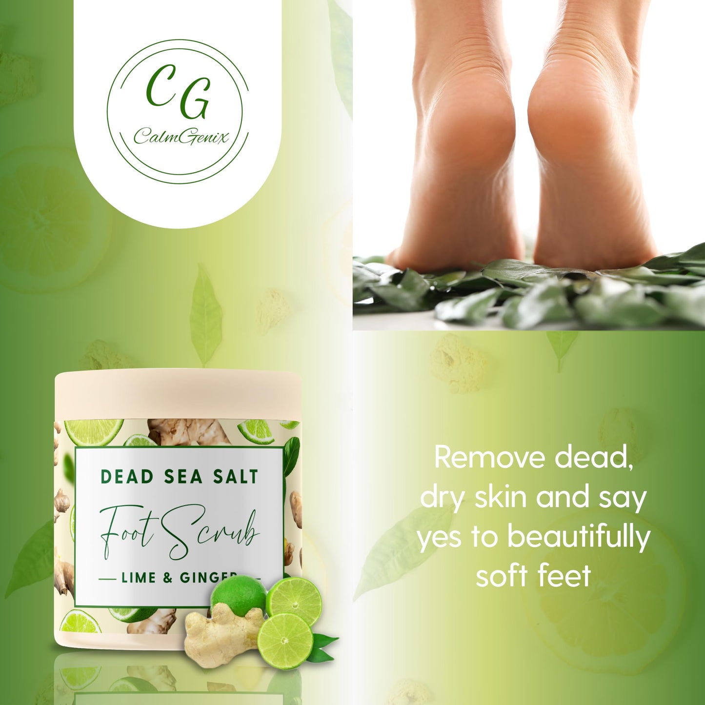 CalmGenix Lime & Ginger Dead Sea Salt Exfoliating Foot Scrub