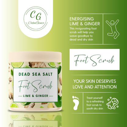 CalmGenix Lime & Ginger Dead Sea Salt Exfoliating Foot Scrub