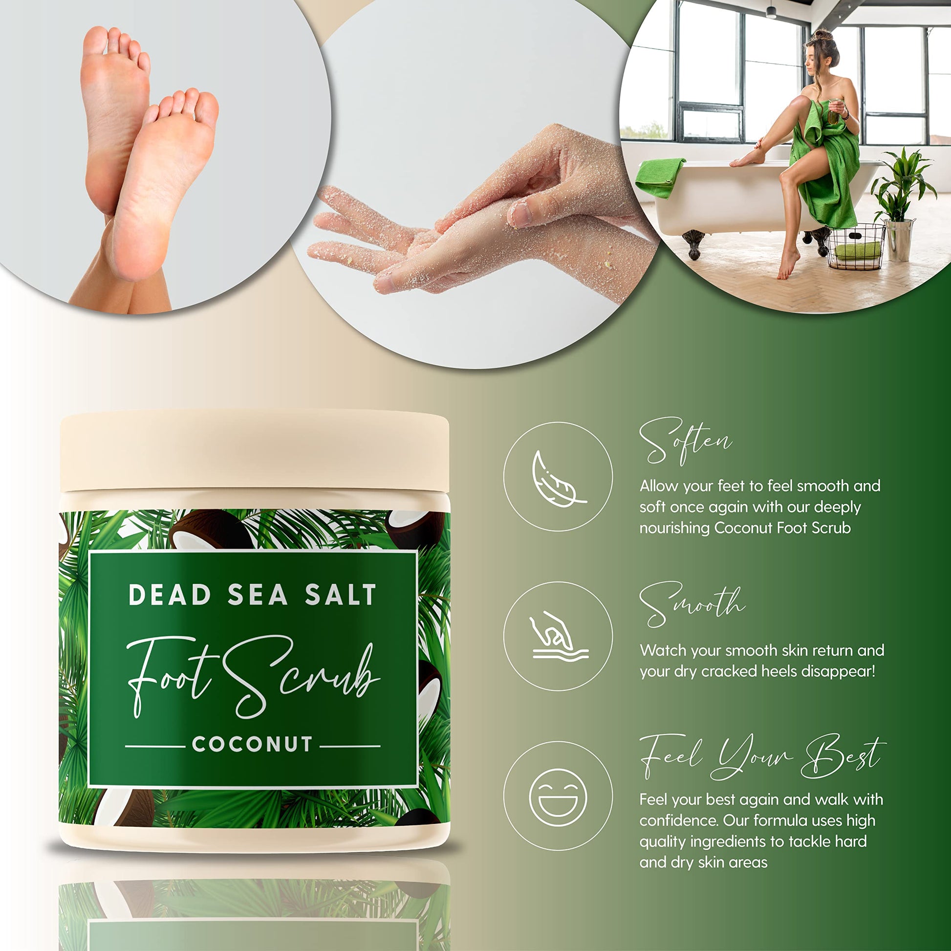 CalmGenix Coconut Dead Sea Salt Exfoliating Foot Scrub