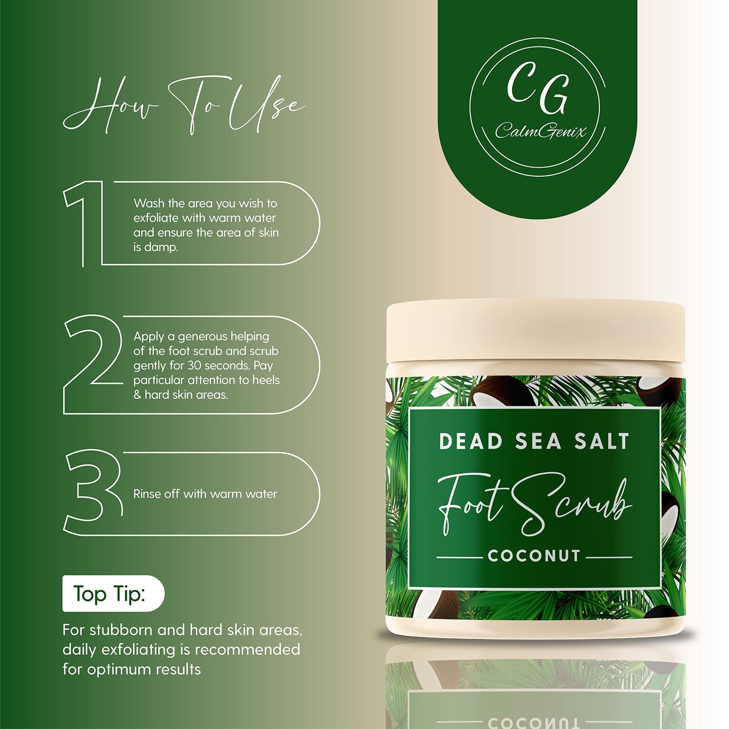 CalmGenix Coconut Dead Sea Salt Exfoliating Foot Scrub